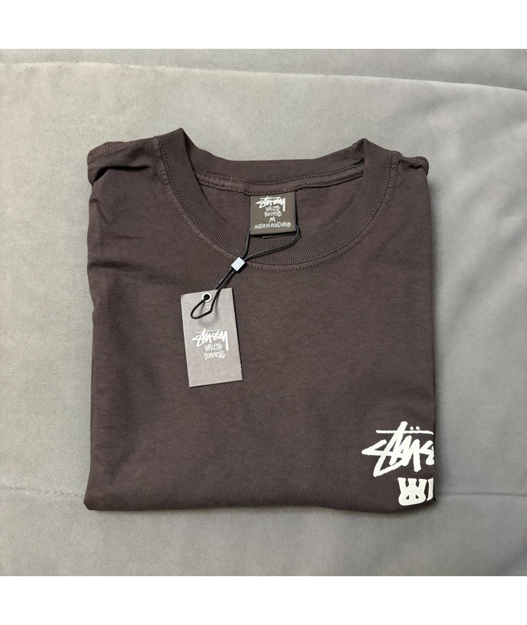 STUSSY Коричневая хлопковая футболка, фото 5