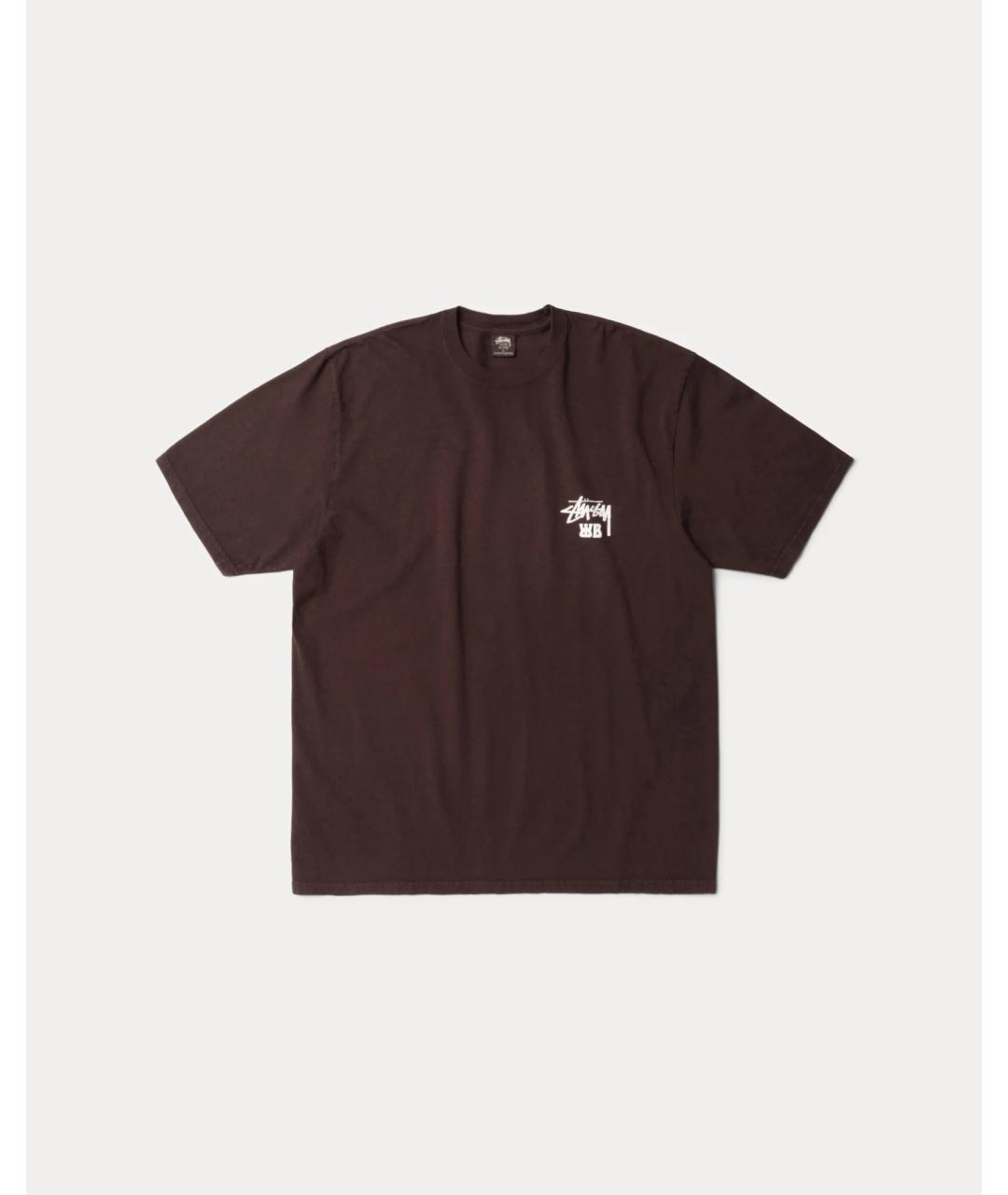 STUSSY Коричневая хлопковая футболка, фото 9