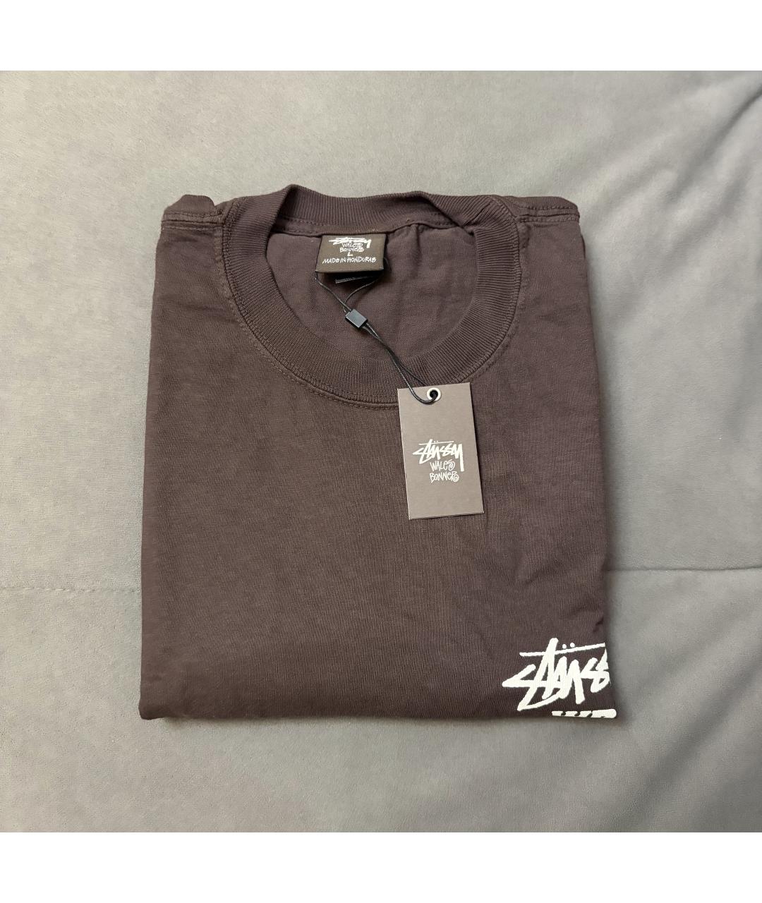 STUSSY Коричневая хлопковая футболка, фото 6