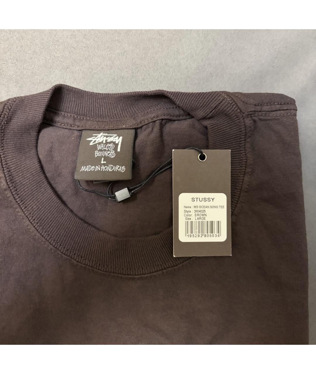 STUSSY Коричневая хлопковая футболка, фото 8
