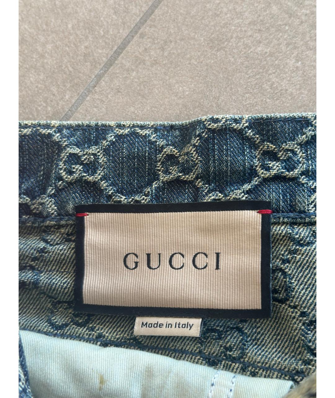 GUCCI Голубая деним юбка мини, фото 4