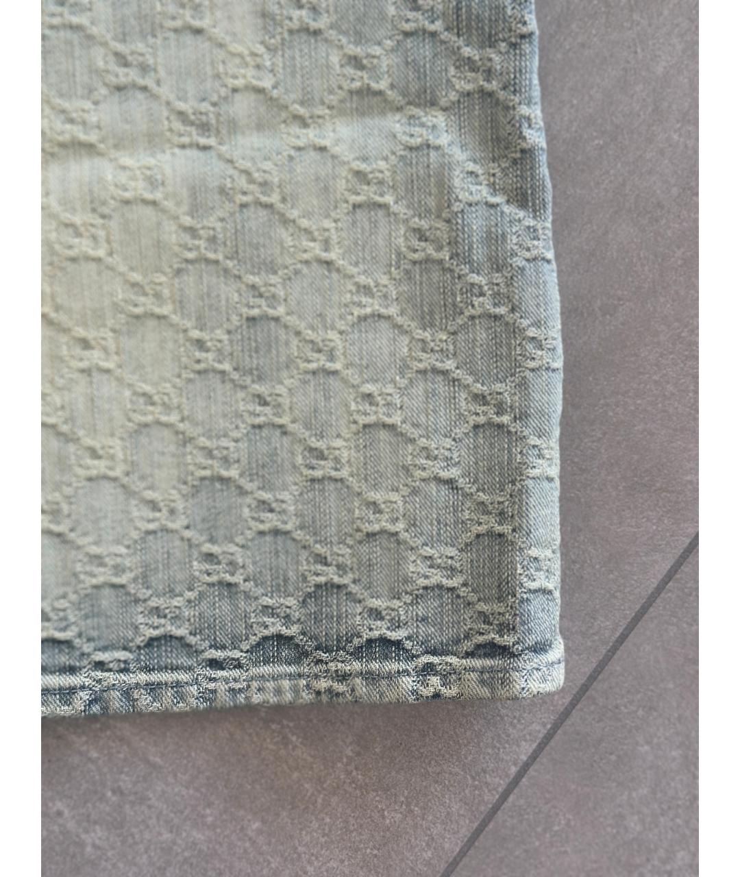 GUCCI Голубая деним юбка мини, фото 2