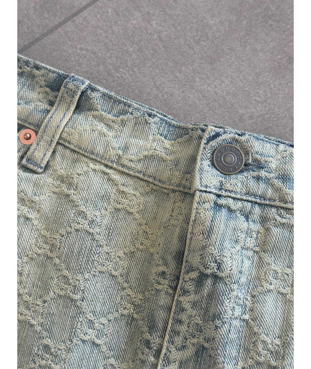 GUCCI Голубая деним юбка мини, фото 3