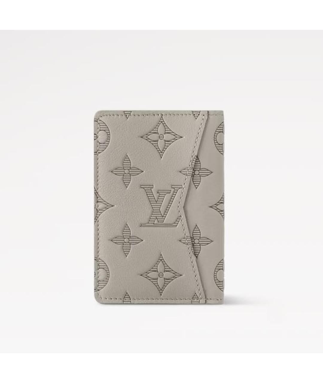 LOUIS VUITTON Серый кожаный кардхолдер, фото 4