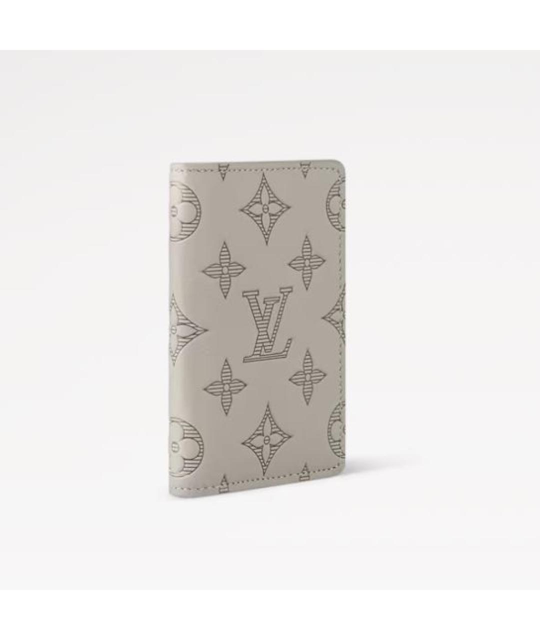 LOUIS VUITTON Серый кожаный кардхолдер, фото 2