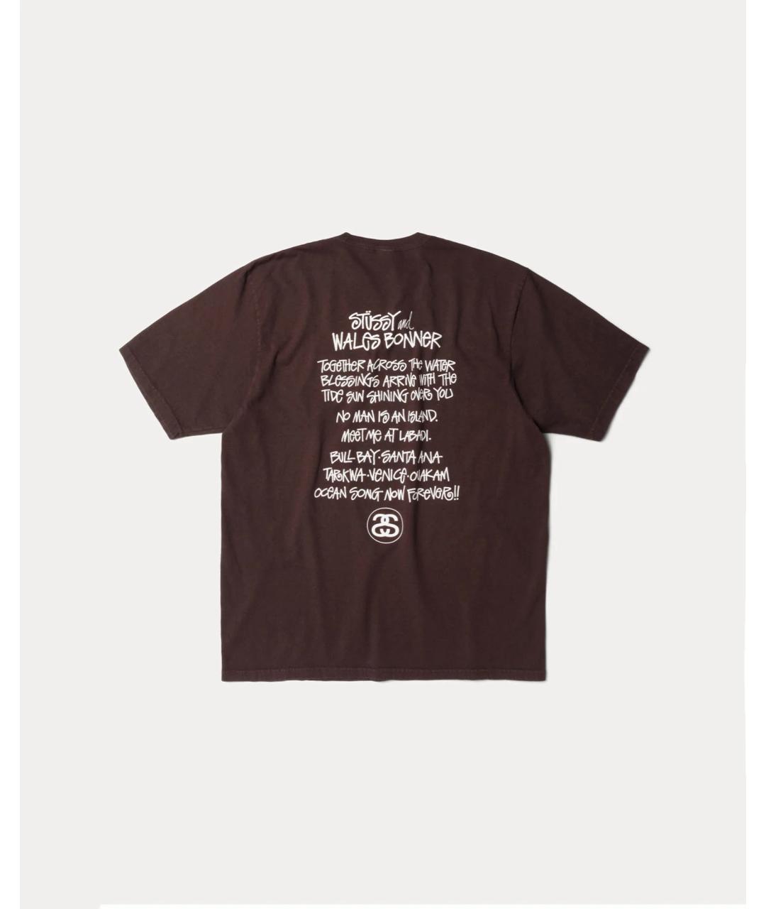 STUSSY Коричневая хлопковая футболка, фото 10