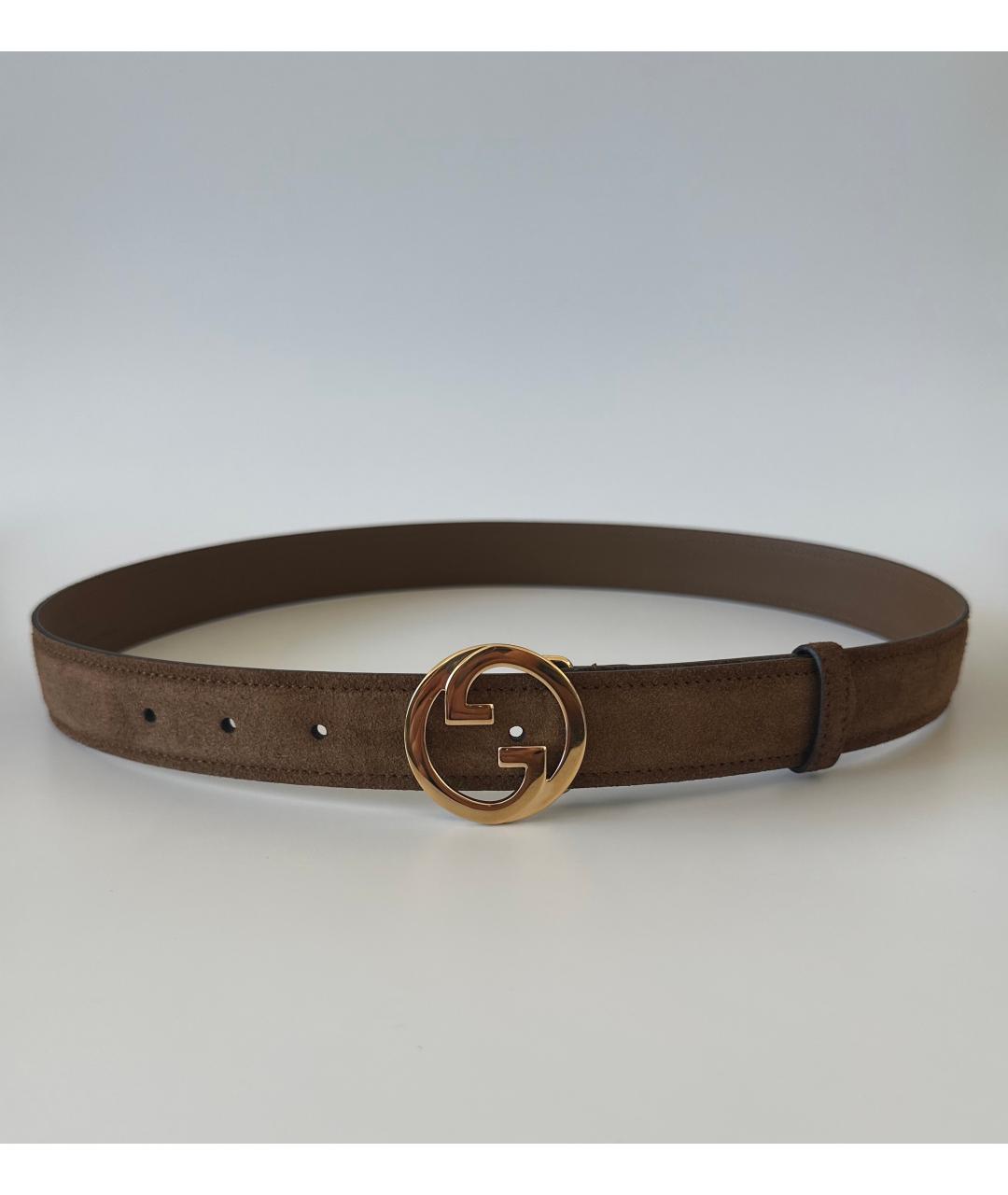 GUCCI Коричневый замшевый ремень, фото 4