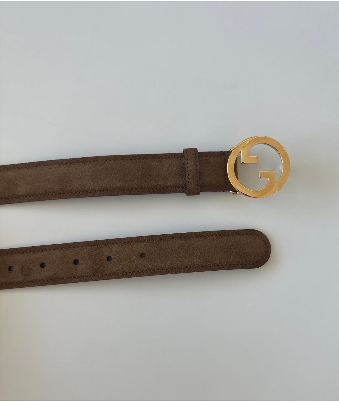 GUCCI Коричневый замшевый ремень, фото 2