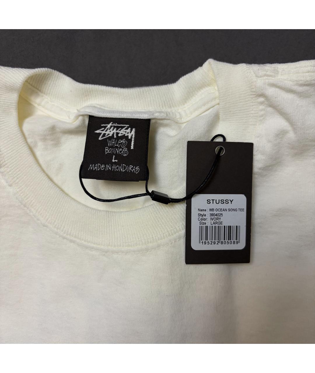 STUSSY Белая хлопковая футболка, фото 4