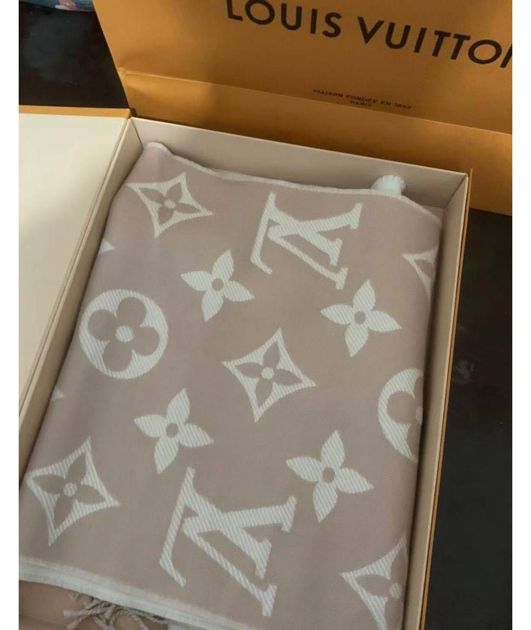 LOUIS VUITTON Розовый шерстяной шарф, фото 6