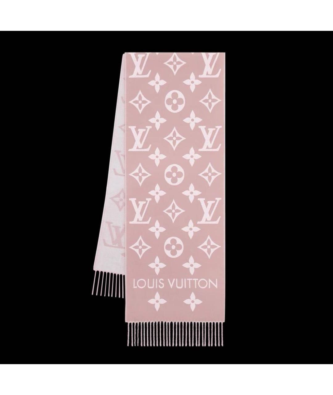 LOUIS VUITTON Розовый шерстяной шарф, фото 7