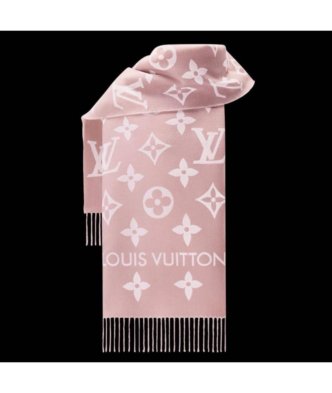 LOUIS VUITTON Розовый шерстяной шарф, фото 2
