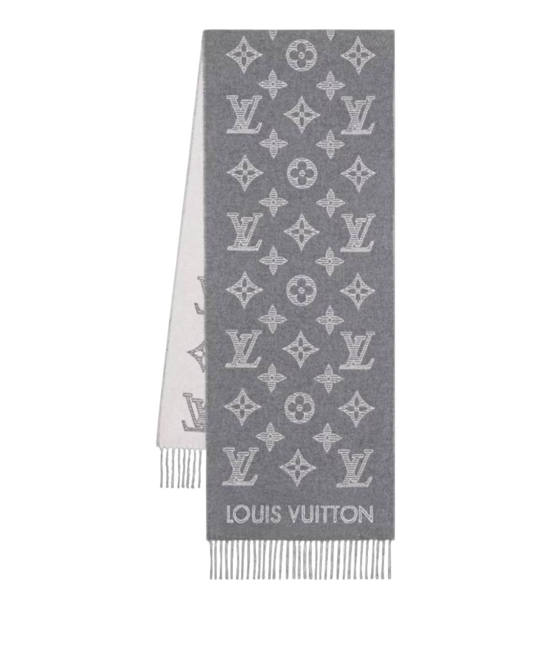 LOUIS VUITTON Серый шерстяной шарф, фото 1
