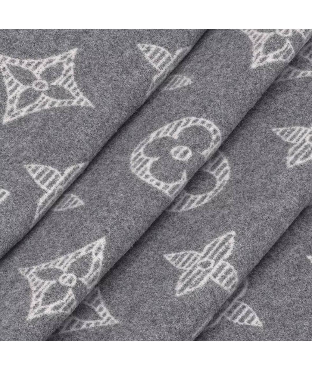 LOUIS VUITTON Серый шерстяной шарф, фото 4