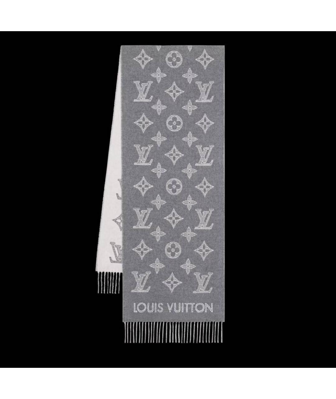 LOUIS VUITTON Серый шерстяной шарф, фото 8
