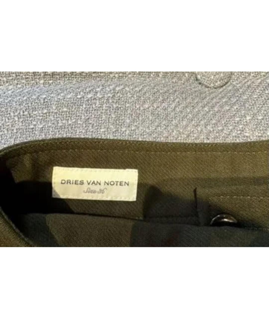 DRIES VAN NOTEN Хаки шерстяные прямые брюки, фото 2