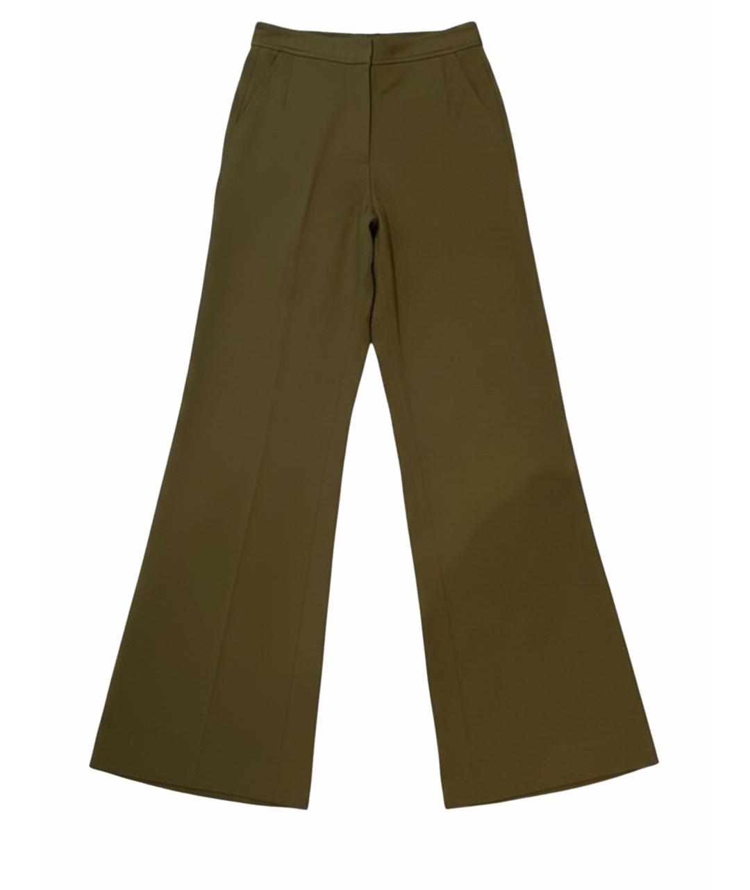 DRIES VAN NOTEN Хаки шерстяные прямые брюки, фото 1