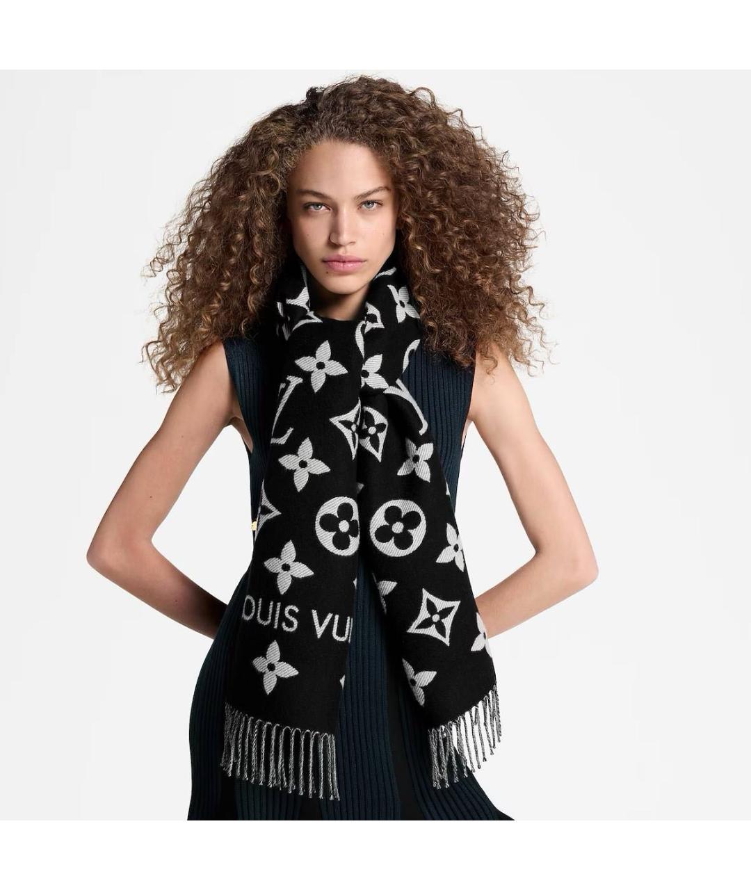 LOUIS VUITTON Черный шарф, фото 2