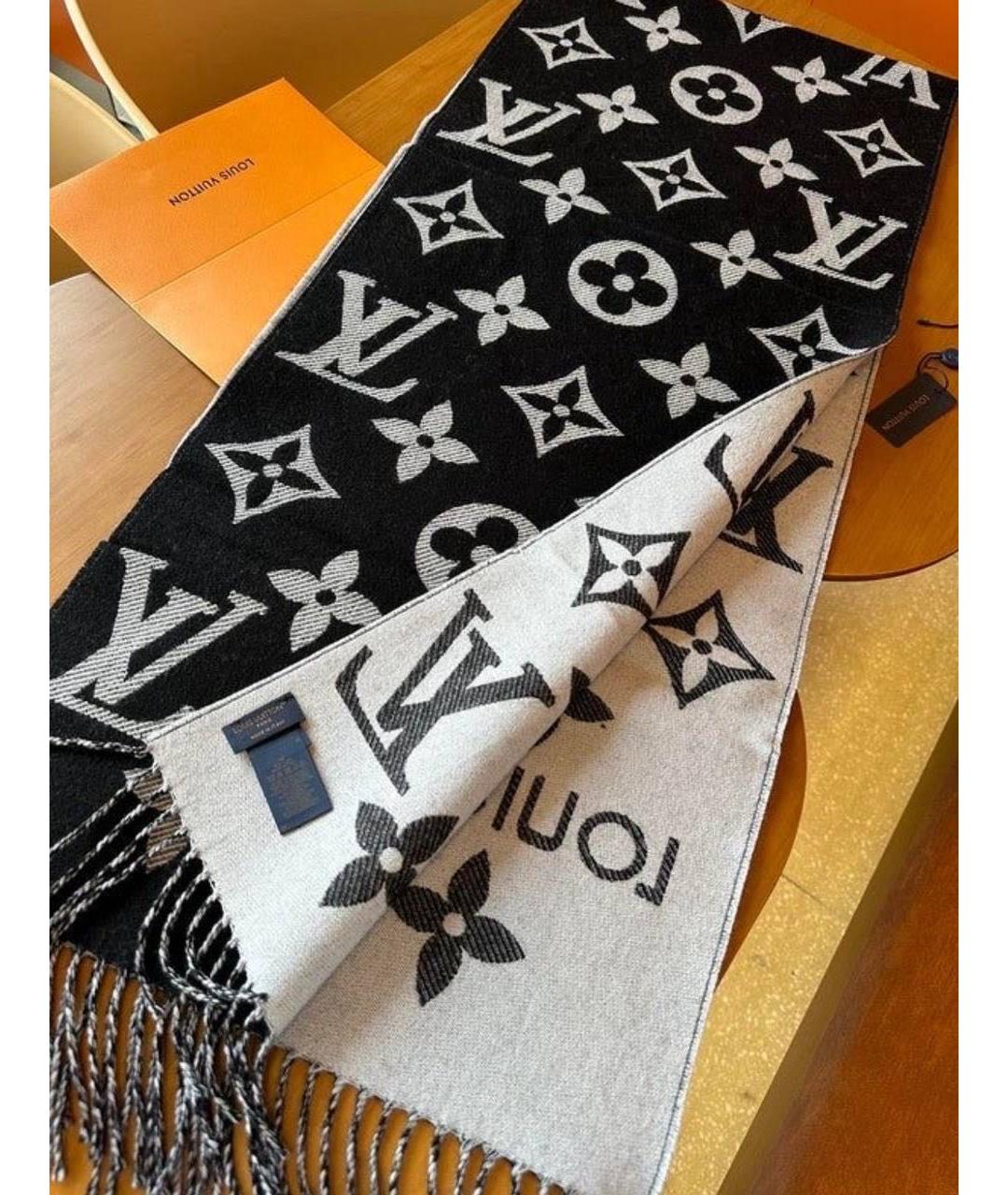 LOUIS VUITTON Черный шарф, фото 7