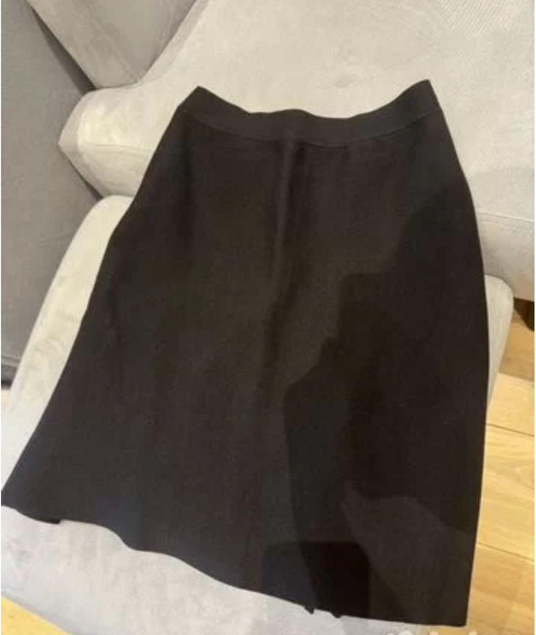 BOTTEGA VENETA Черная шерстяная юбка миди, фото 3