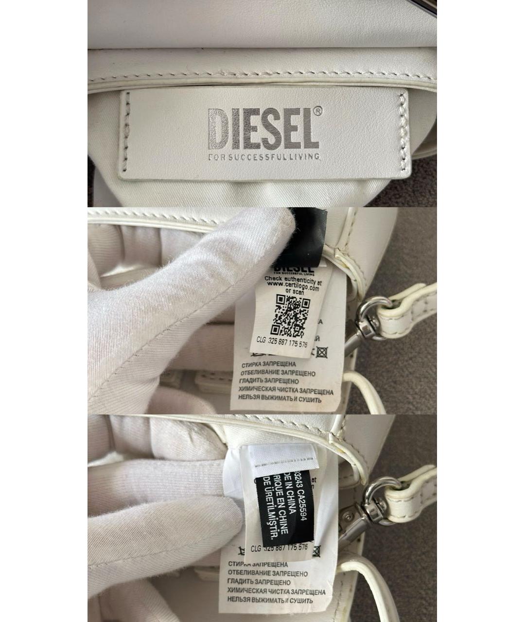 DIESEL Белая кожаная сумка с короткими ручками, фото 7