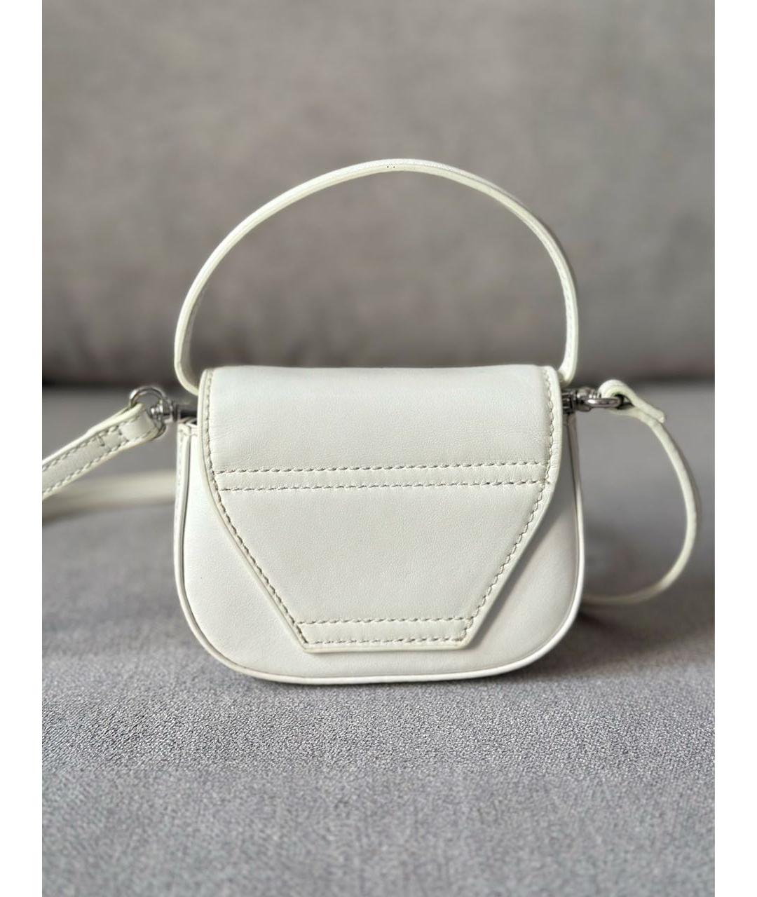 DIESEL Белая кожаная сумка с короткими ручками, фото 4
