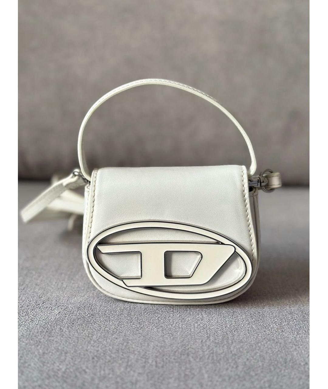 DIESEL Белая кожаная сумка с короткими ручками, фото 3