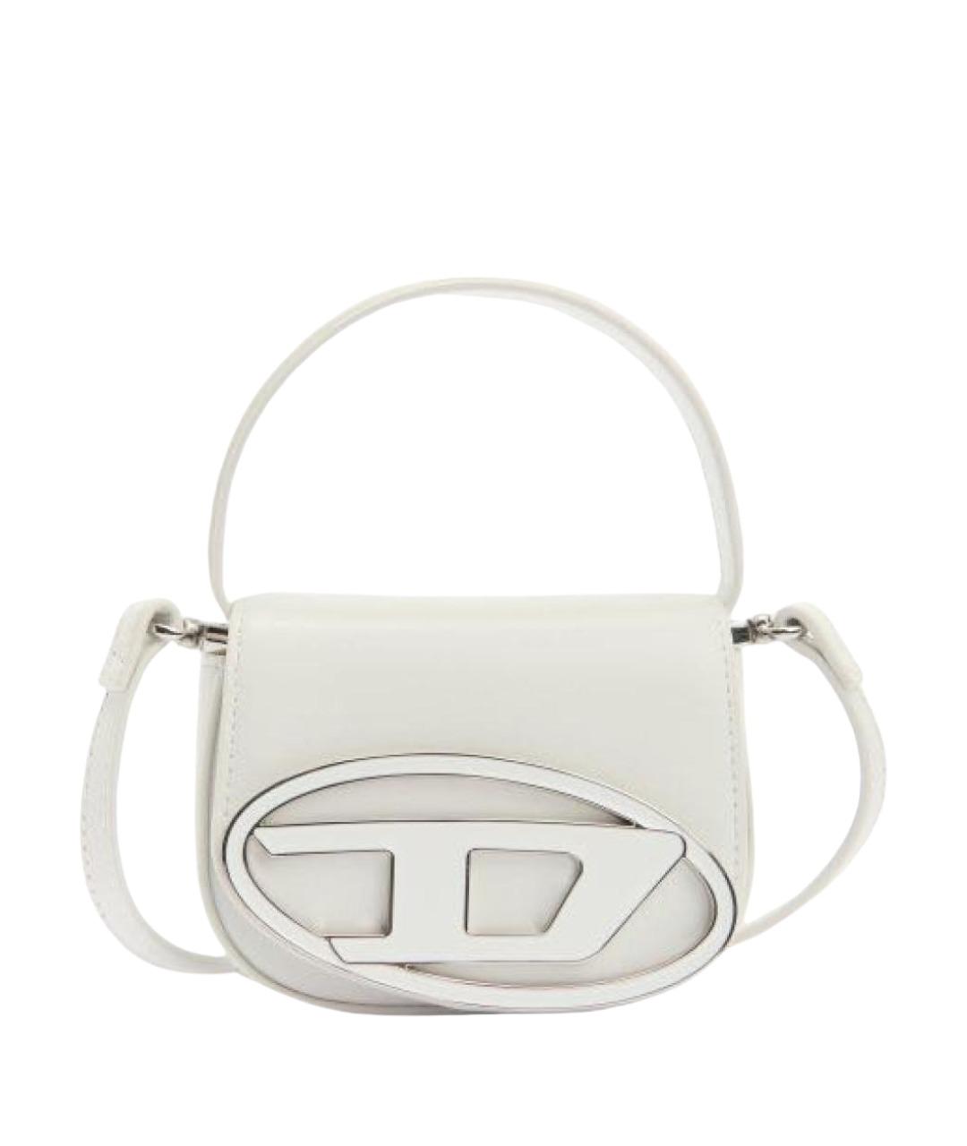 DIESEL Белая кожаная сумка с короткими ручками, фото 1