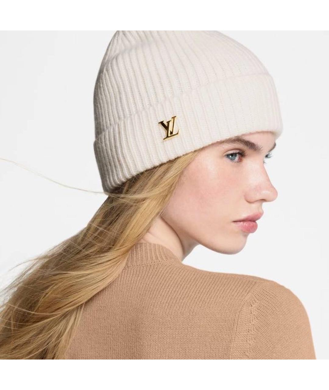 LOUIS VUITTON Белая кашемировая шапка, фото 4