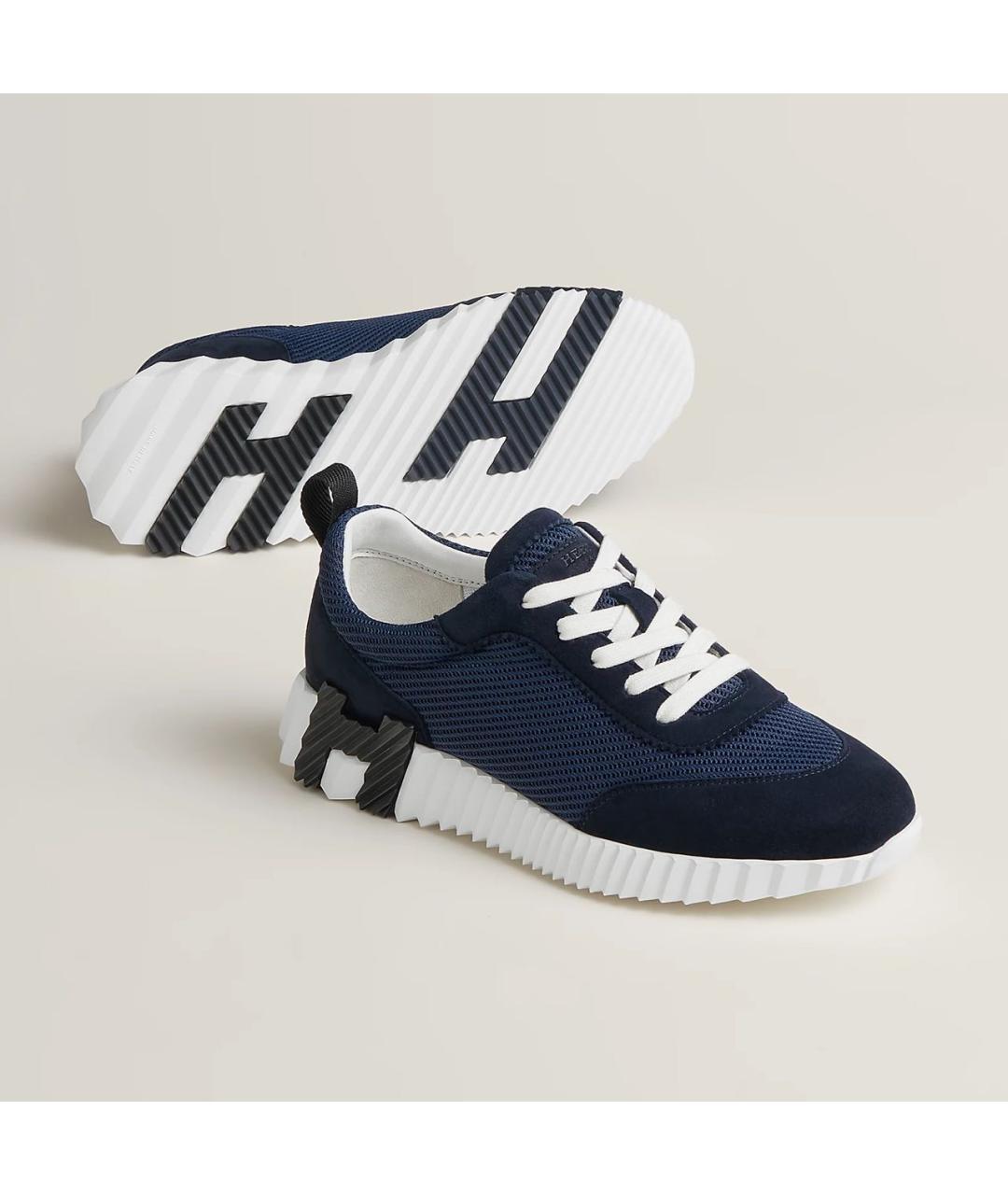 HERMES Темно-синие текстильные кроссовки, фото 9