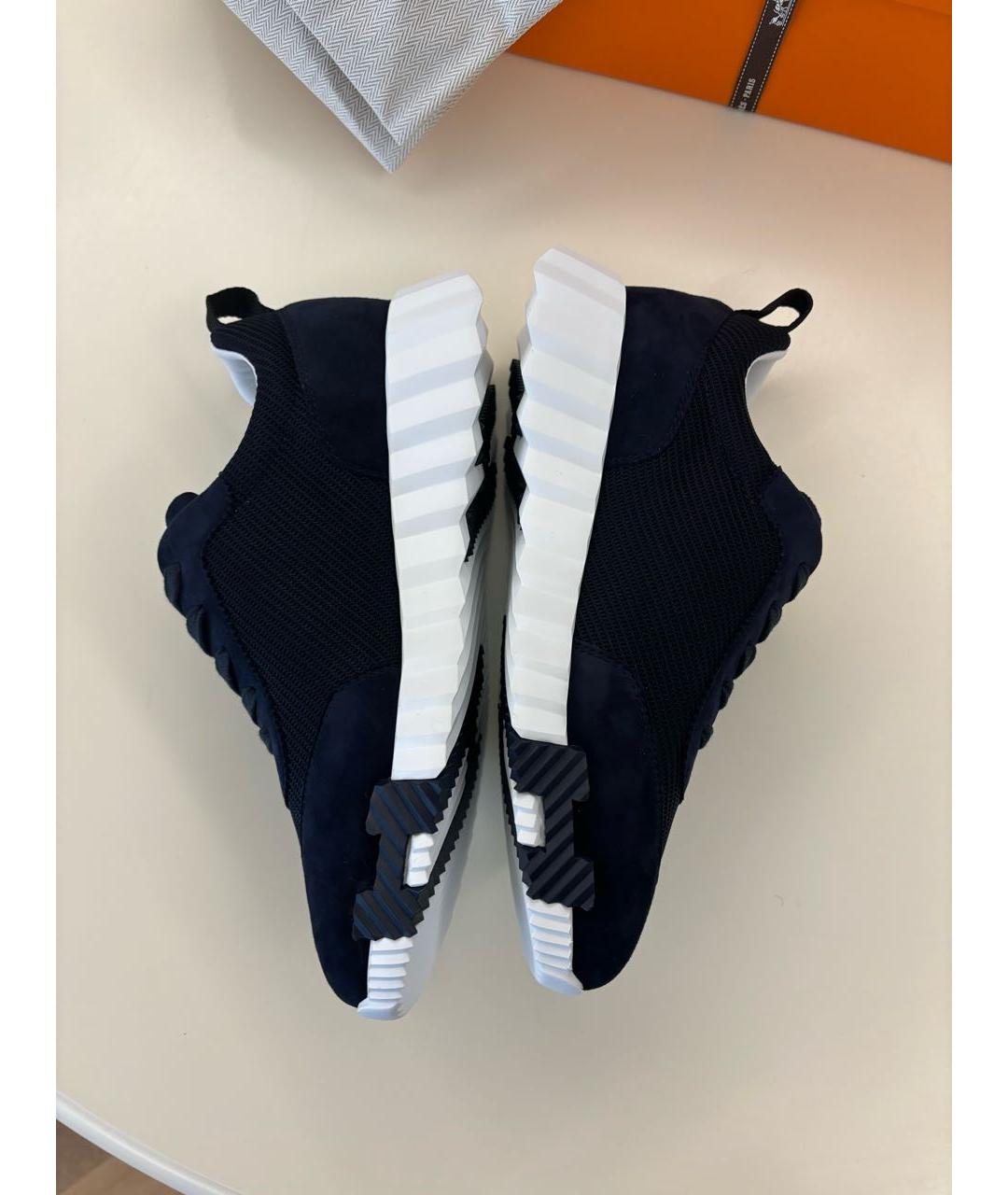HERMES Темно-синие текстильные кроссовки, фото 3