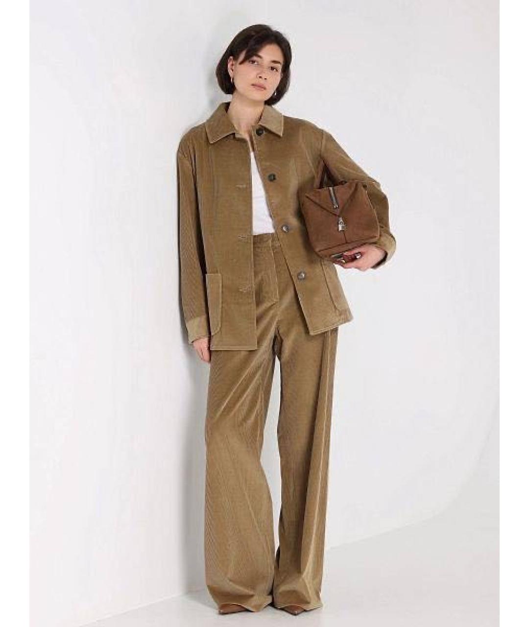 WEEKEND MAX MARA Коричневые хлопковые брюки широкие, фото 2