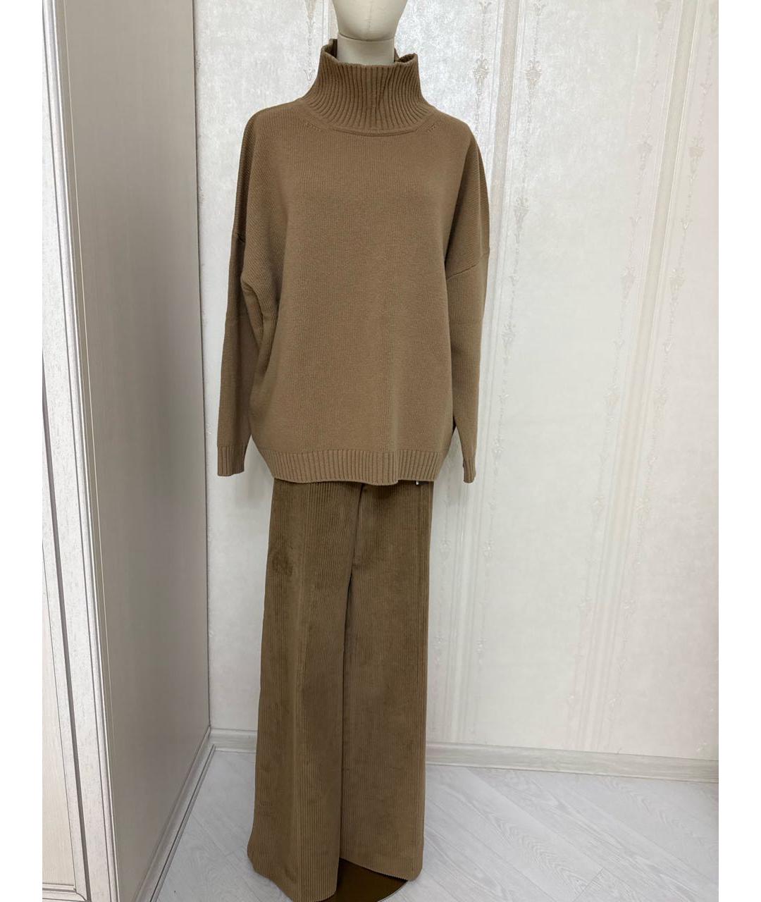 WEEKEND MAX MARA Коричневые хлопковые брюки широкие, фото 7