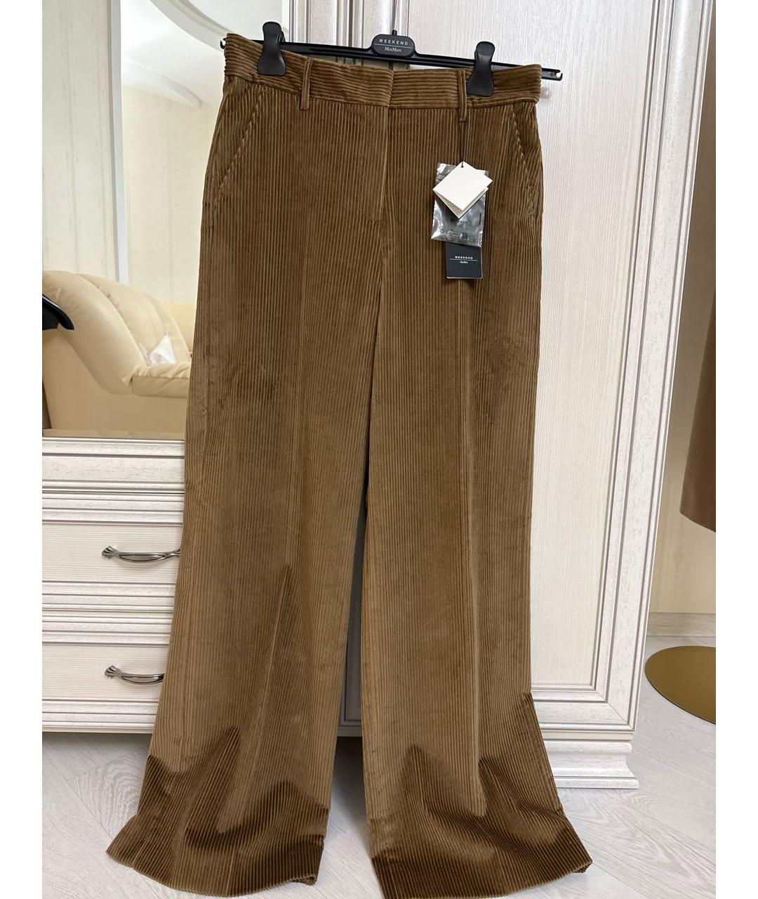 WEEKEND MAX MARA Коричневые хлопковые брюки широкие, фото 5