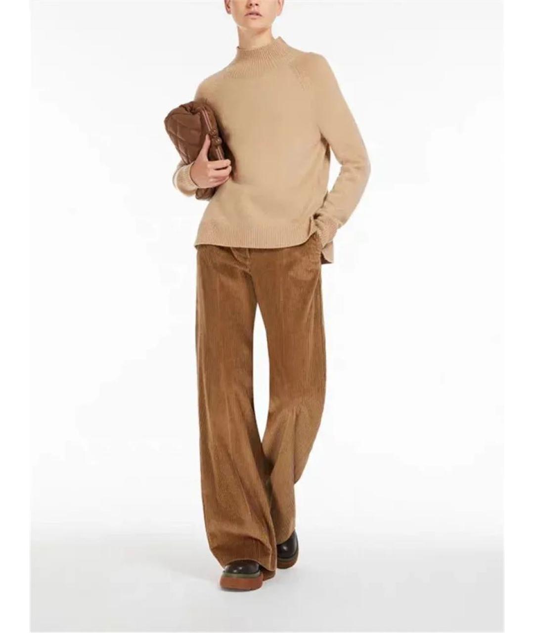 WEEKEND MAX MARA Коричневые хлопковые брюки широкие, фото 3