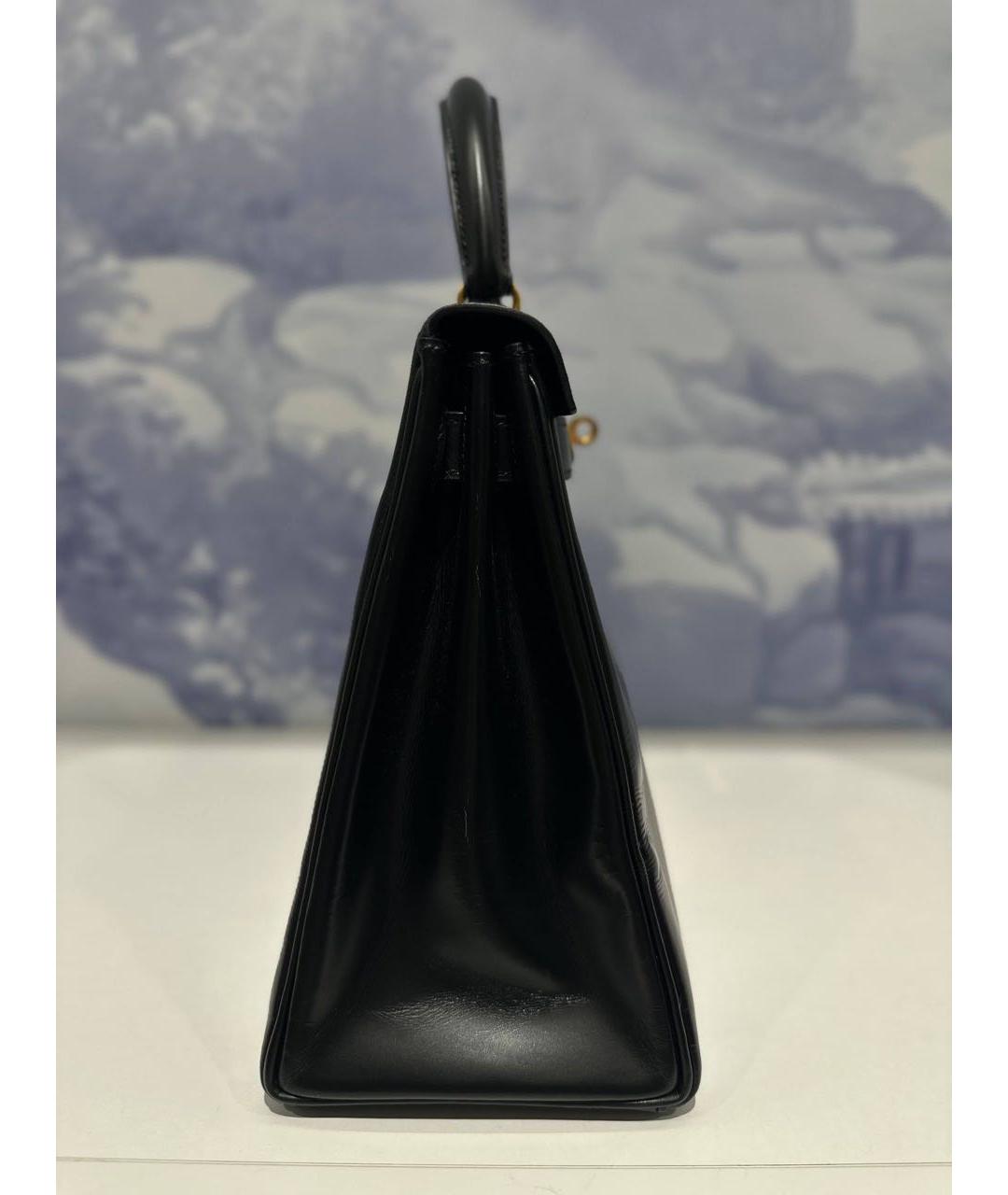 HERMES Черная кожаная сумка тоут, фото 4