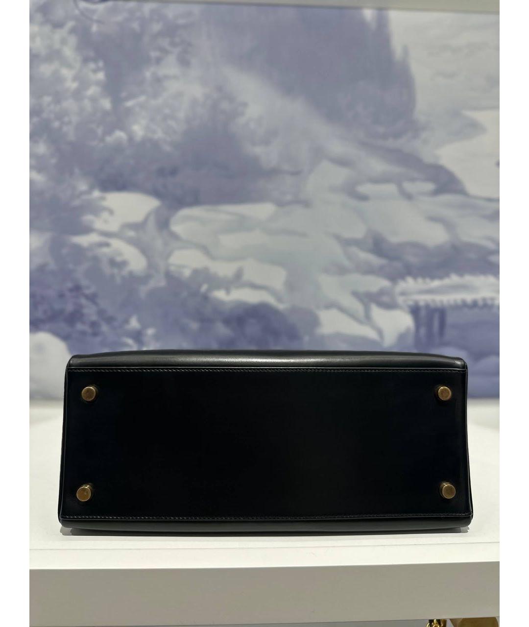 HERMES Черная кожаная сумка тоут, фото 5