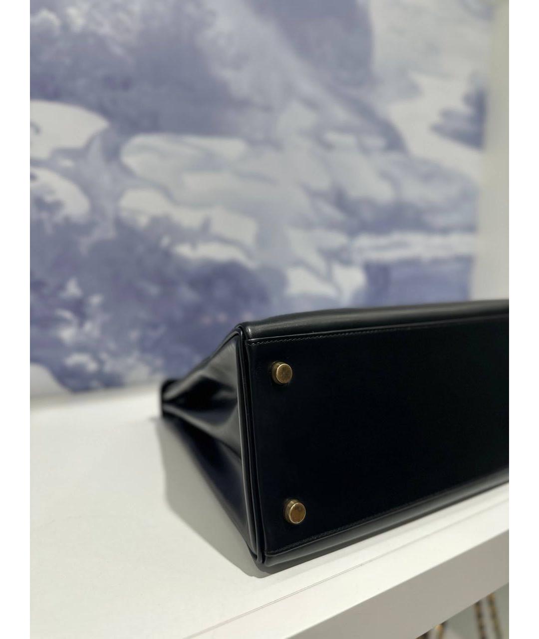 HERMES Черная кожаная сумка тоут, фото 6