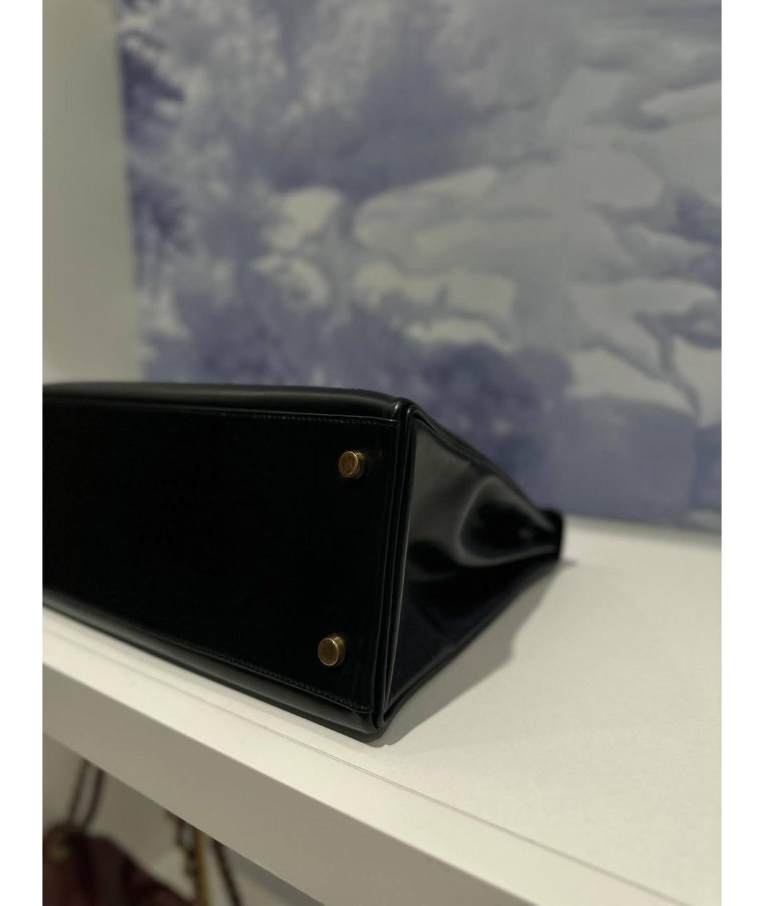 HERMES Черная кожаная сумка тоут, фото 7