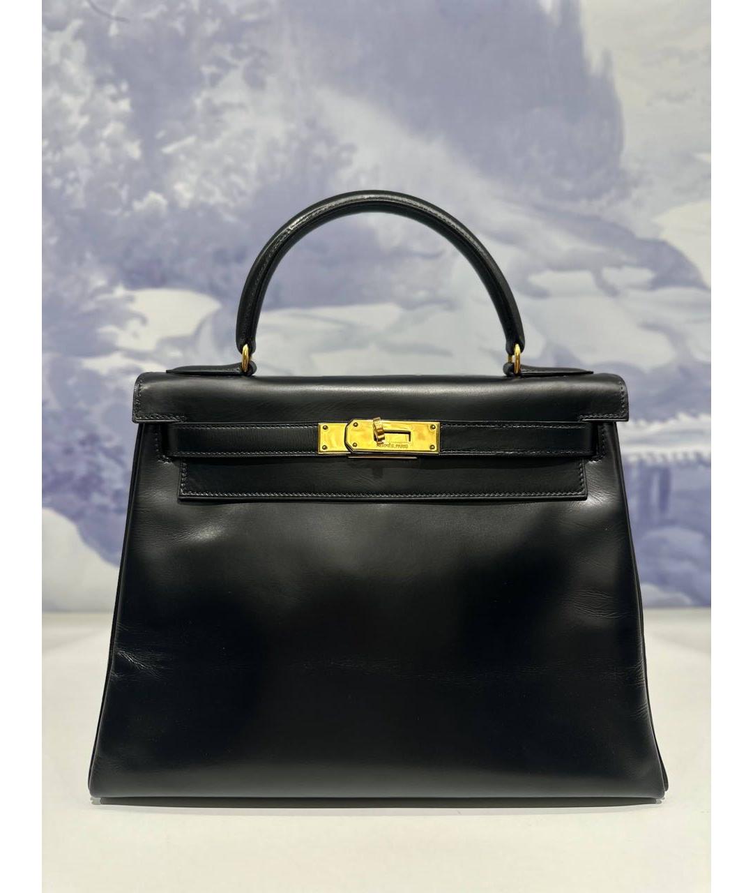 HERMES Черная кожаная сумка тоут, фото 8