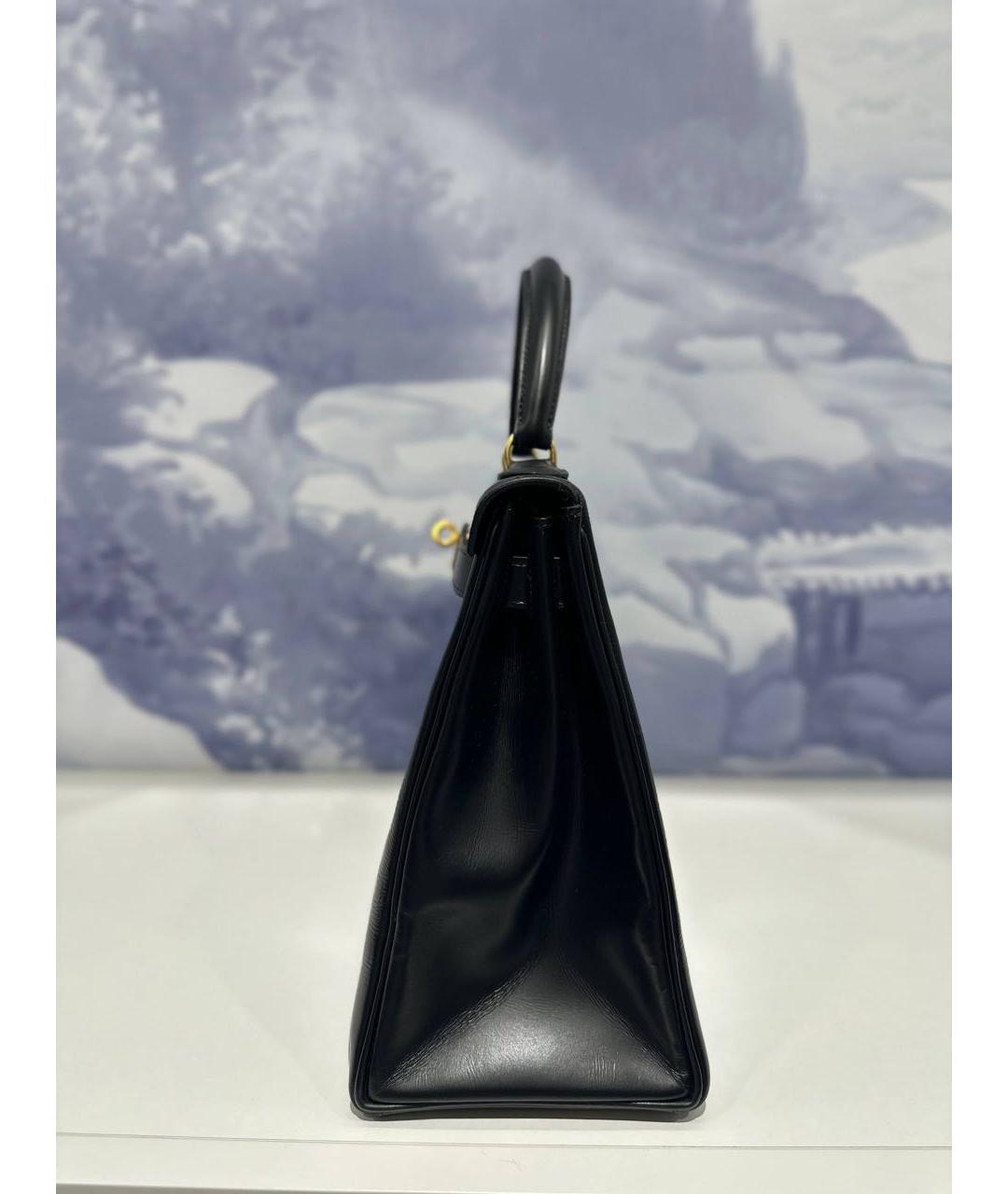 HERMES Черная кожаная сумка тоут, фото 3