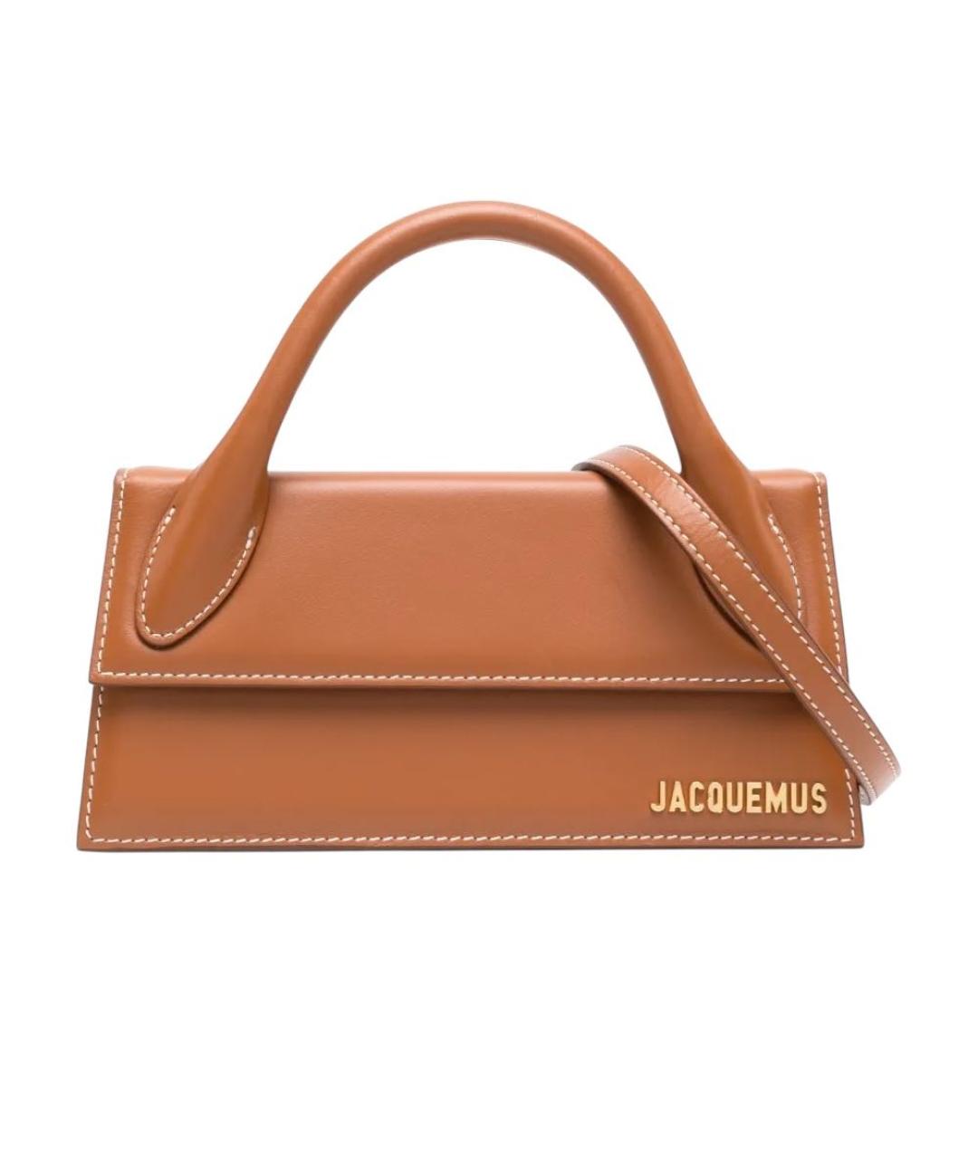 JACQUEMUS Коричневая кожаная сумка с короткими ручками, фото 1