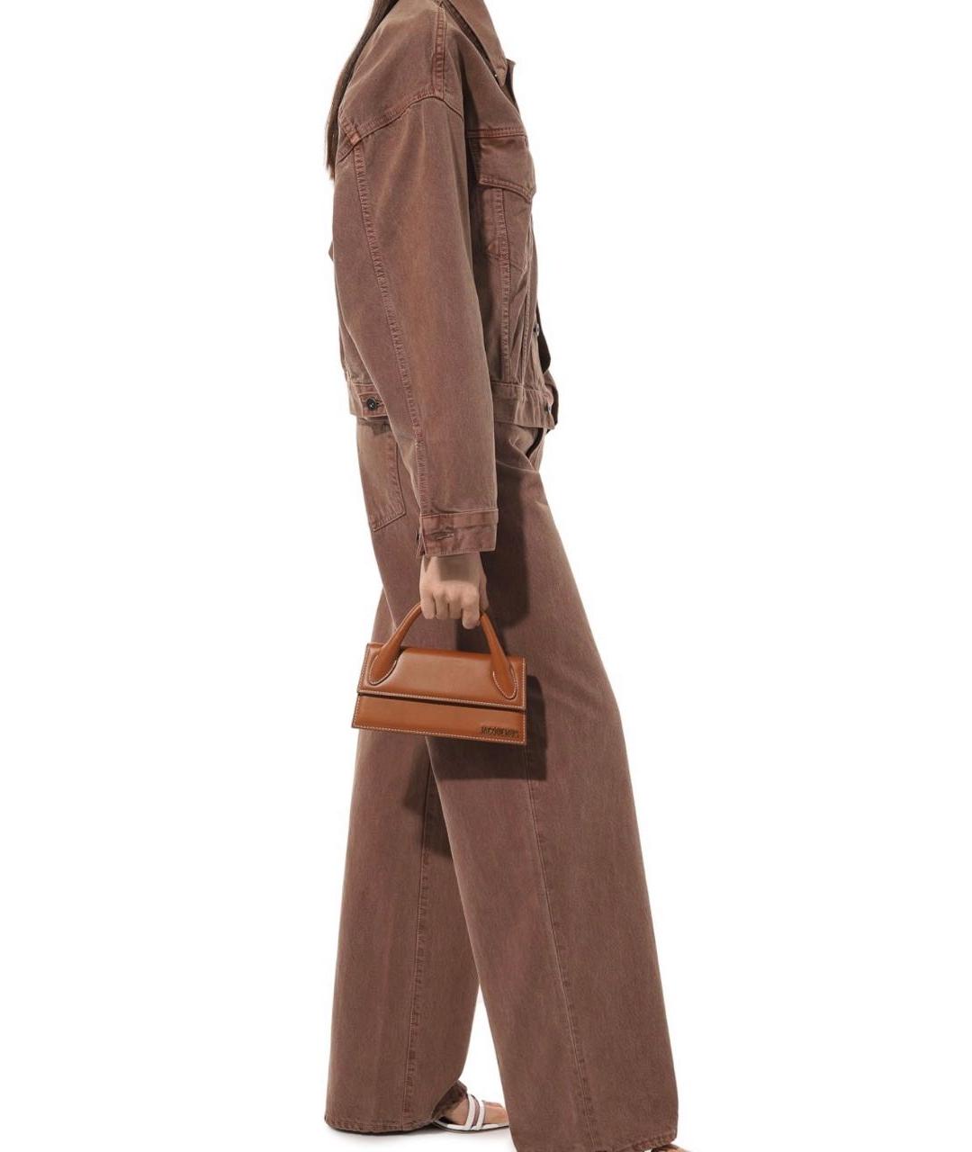 JACQUEMUS Коричневая кожаная сумка с короткими ручками, фото 3