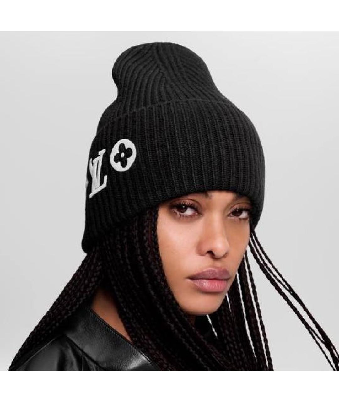 LOUIS VUITTON Черная шерстяная шапка, фото 4