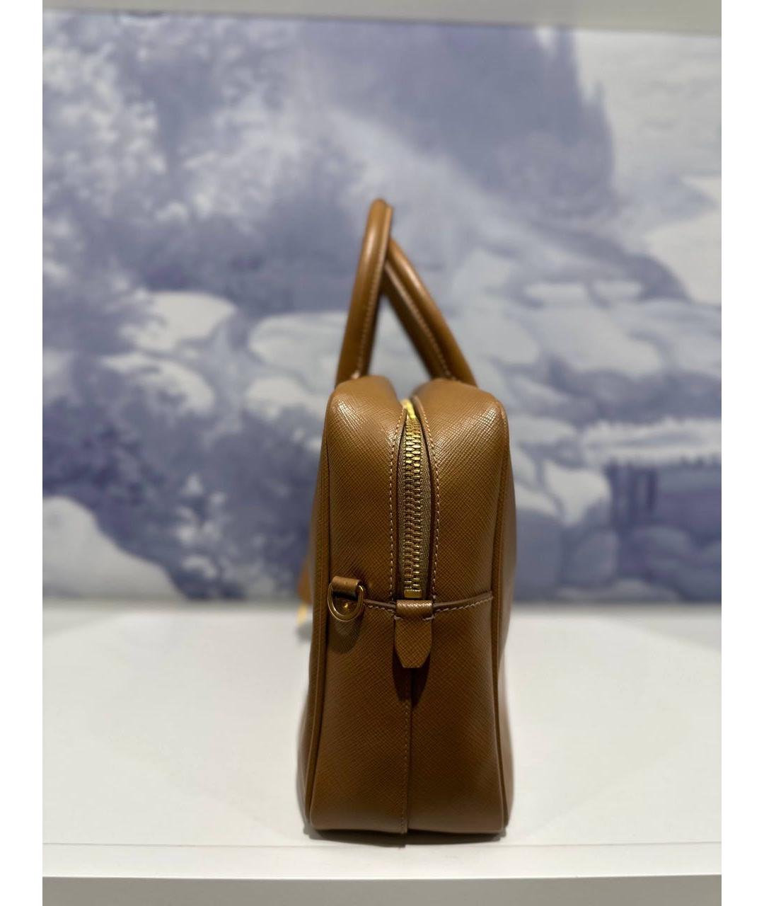 PRADA Коричневая кожаная сумка с короткими ручками, фото 2
