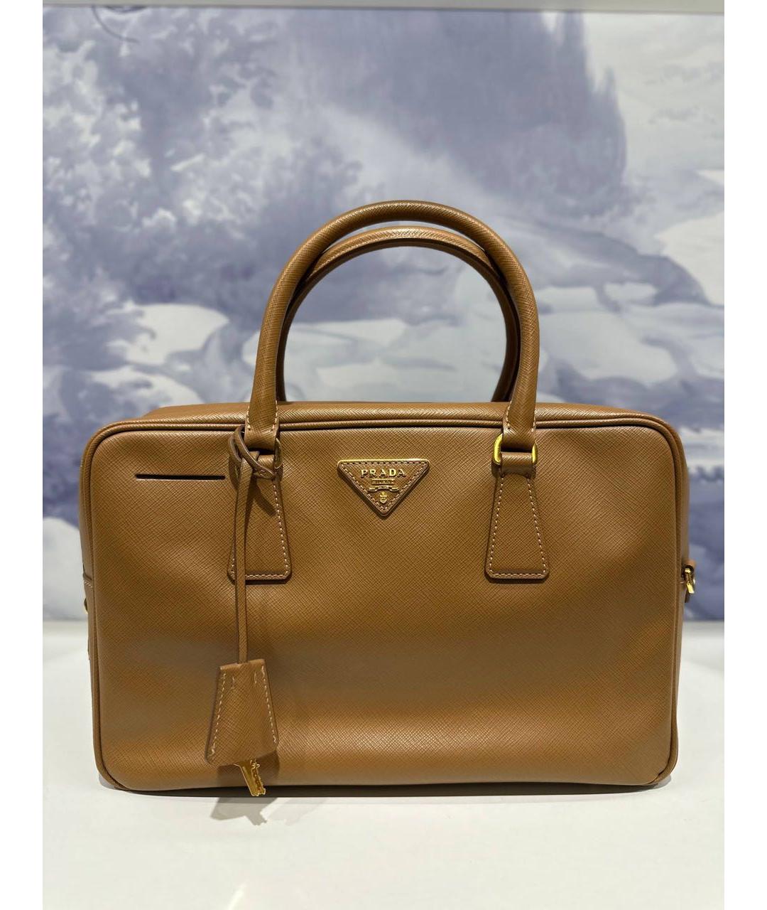 PRADA Коричневая кожаная сумка с короткими ручками, фото 8