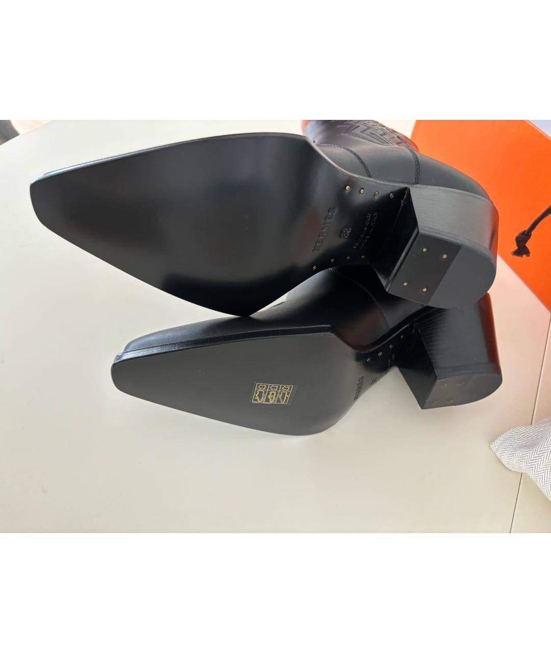 HERMES Черные кожаные ботильоны, фото 5