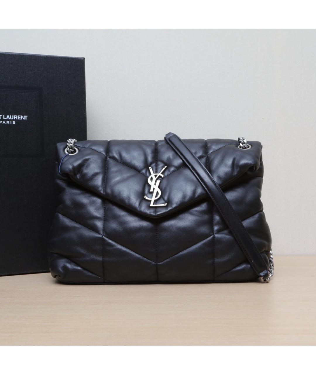 SAINT LAURENT Черная кожаная сумка через плечо, фото 2