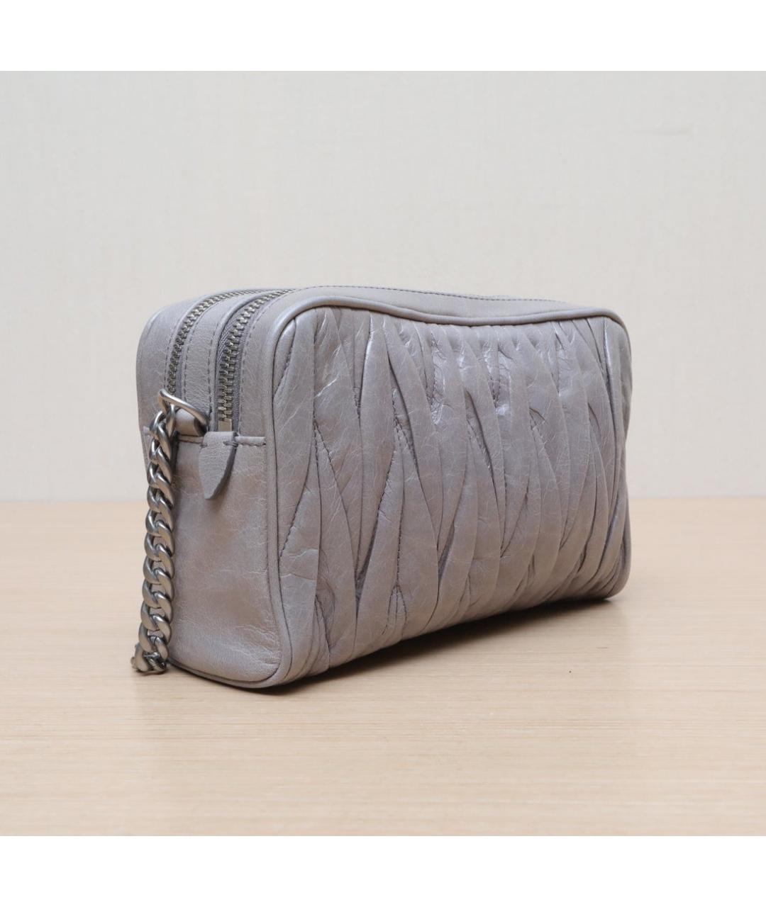 MIU MIU Серая кожаная сумка через плечо, фото 6