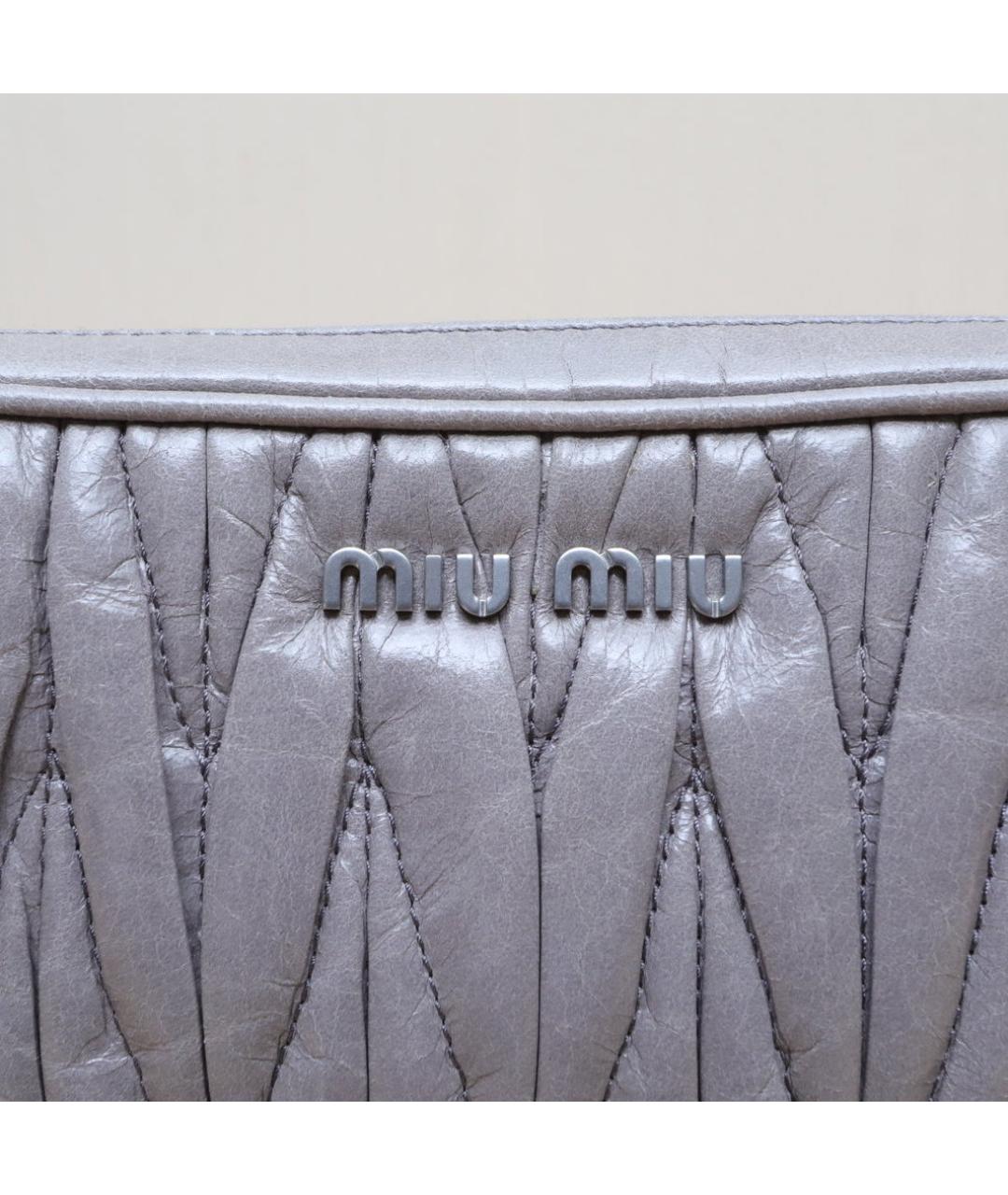 MIU MIU Серая кожаная сумка через плечо, фото 8